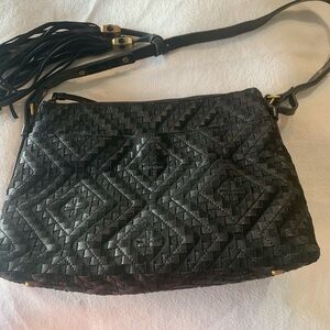 Vtg Eric Javitz NY Tote Designer Black Leather Woven Bag Adjustable Shoulder New